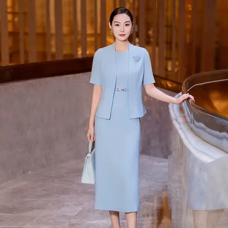 首尚格释夏季职业套装裙女2025新款气质百搭西装外套背心裙两件套图片
