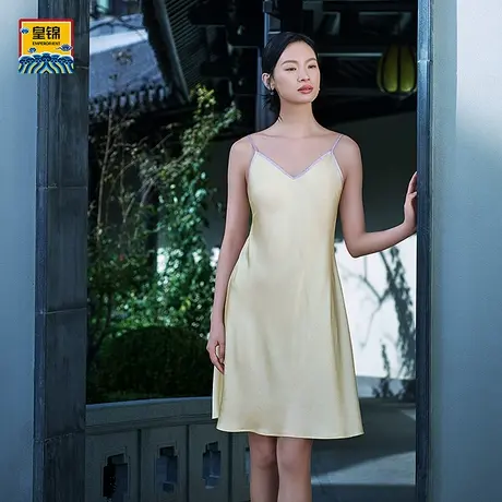 爱慕皇锦睡衣女春夏含真丝V领吊带中长睡裙-梦回长安HJ21480商品大图