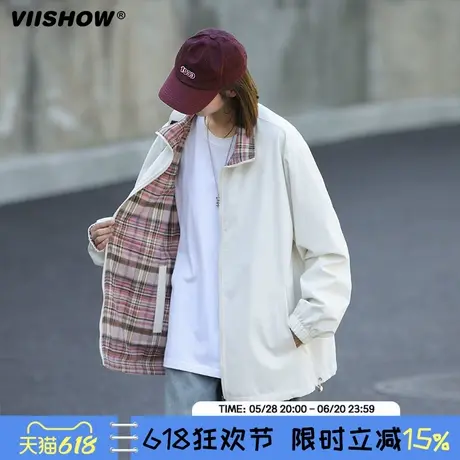 VIISHOW双面穿外套男2024秋季新款美式棒球服夹克宽松上衣潮外套图片