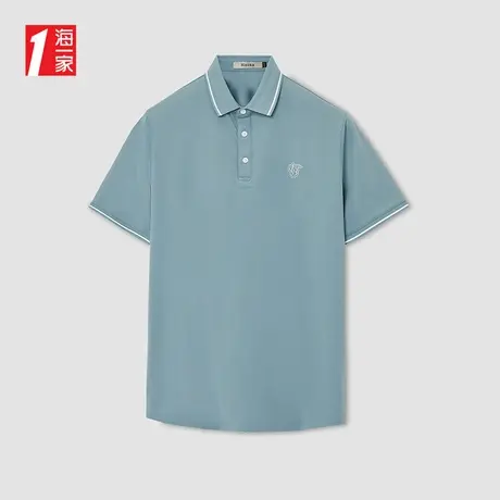 海一家撞色翻领POLO衫2025夏季新款简约大气青年男士短袖POLO衫商品大图