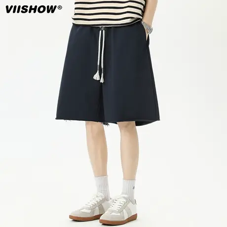 VIISHOW针织短裤男夏季潮牌休闲日系宽松运动中裤青少年五分裤子商品大图