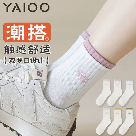 雅鹿袜子女款夏季中筒袜2025新款爆款诸暨女士棉袜子防臭吸汗商品大图
