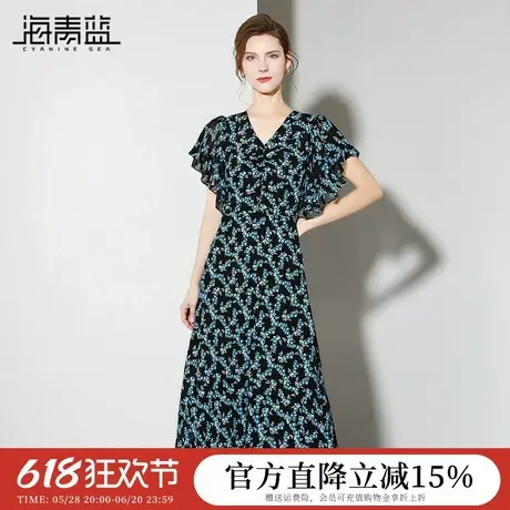 海青蓝 女装裙子2025年新款夏季时尚气质高级中长款碎花连衣裙女图片