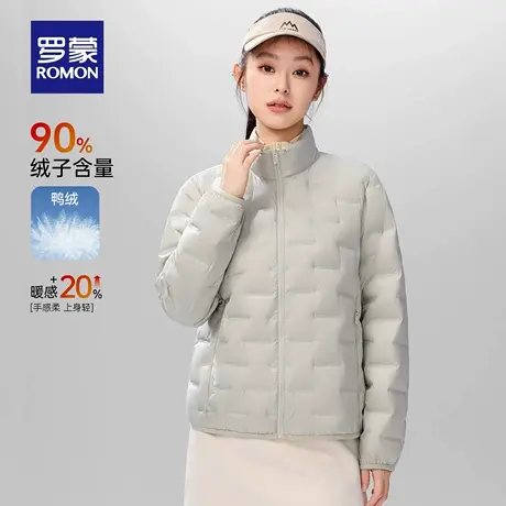 罗蒙女士气质休闲百搭短款立领羽绒服2025秋季新款户外保暖外套女图片