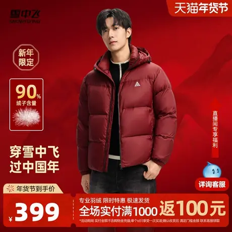 雪中飞2026春新款羽绒服男士新年红休闲百搭运动时尚面包服保暖商品大图