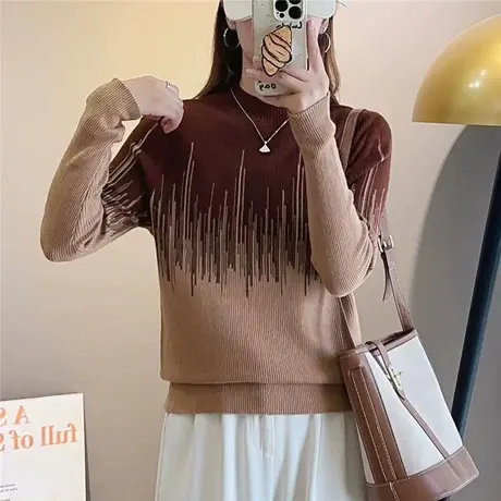 冬季新款内搭超好看半高领修身毛衣女秋冬2023新款加厚针织打底衫图片