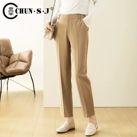 秋季新款西装裤高级感垂感女裤显瘦高腰休闲中缝直筒裤九分烟管裤商品大图