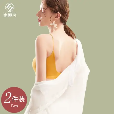 美背内衣女夏季吊带一体文胸带胸垫防走光u型细肩带内搭白色抹胸商品大图