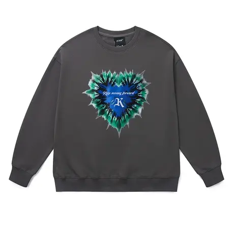 灰色情侣卫衣嘻哈复古vintage爱心涂鸦ins潮牌欧美小众情侣装上衣图片