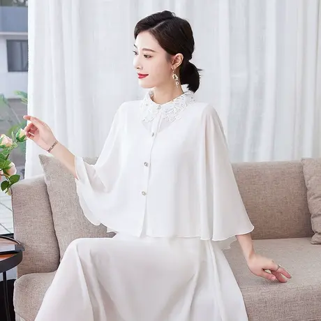 2022春新款雪纺短款名媛气质显瘦披肩小个子斗篷小外套蕾丝披风图片