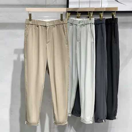 冰丝九分裤男夏季薄款锥形垂感小脚西裤男士商务休闲裤直筒潮牌商品大图