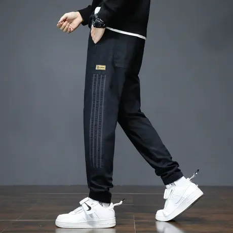 秋冬款牛仔裤男款潮牌宽松大码胖子束脚休闲裤秋季日系工装裤子男商品大图