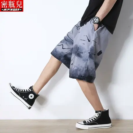 密瓶儿薄款男装五分裤男宽松夏季男士休闲运动裤子潮流胖子短裤男商品大图