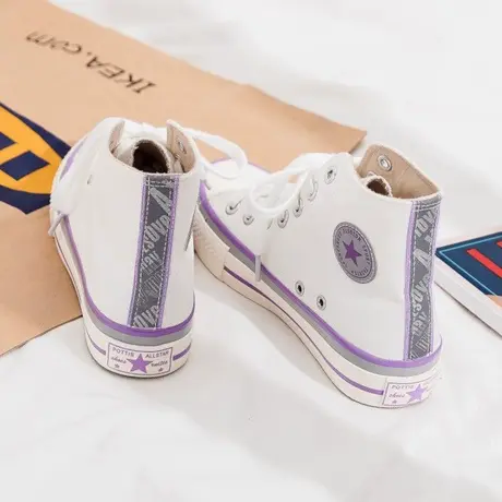 夏季高帮帆布鞋女新款爆款ulzzang韩版百搭2020学生ins小白潮鞋子图片