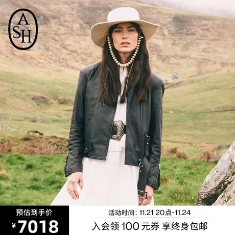 ASH女装春季新款RORY大翻领短款皮衣机车百搭修身外套图片