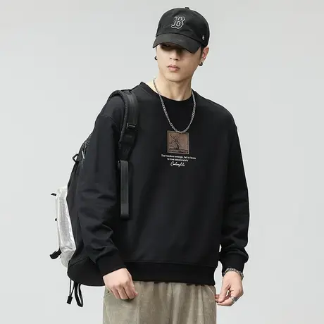 百搭秋冬款潮流卫衣圆领男士休闲卫衣宽松大码男士外穿休闲卫衣图片