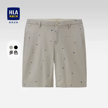 【奥莱】HLA/海澜之家2024舒适弹力中裤时尚图案印花透气短裤男商品大图