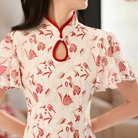 旗袍敬酒服新娘夏季结婚订婚礼服连衣裙平时可穿回门便装中式鱼尾图片