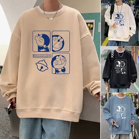 美式潮牌vintage卫衣男秋冬季宽松上衣卡通长袖港风圆领打底衫ins商品大图