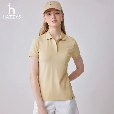 【商场同款】Hazzys哈吉斯短袖polo衫女士2024年夏季新款素色T恤商品大图