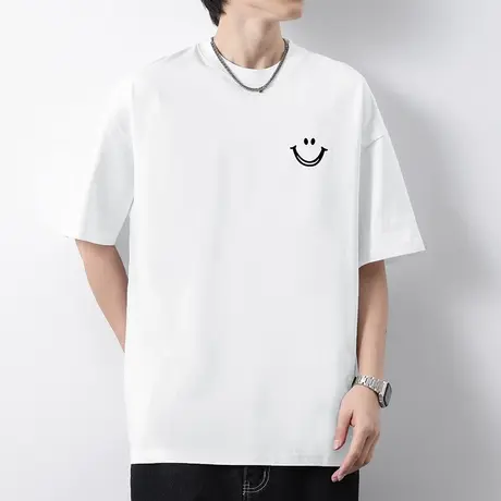 260g美式重磅纯棉t恤男短袖夏季半袖宽松全棉打底衫潮流白色体恤图片