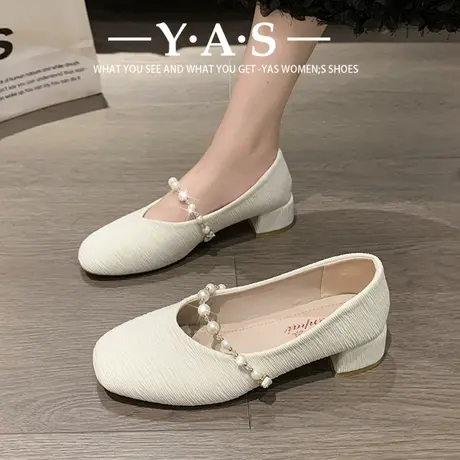 玛丽珍女鞋2024春夏新款方头小皮鞋法式粗跟仙女温柔配裙子单鞋潮商品大图