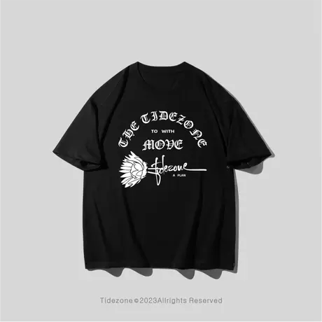 Ohlyah玫瑰花短袖山茶花tee花卉植物宽松休闲男女T恤潮牌纯棉圆领图片