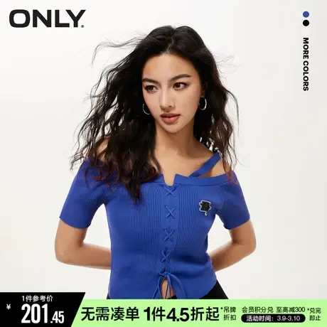 ONLY春秋百搭气质一字肩短款短袖针织衫女|12323A010商品大图