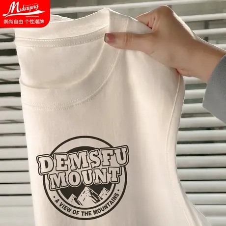 美式字母重磅背心男款夏季潮牌纯棉运动篮球无袖t恤宽松宽肩砍袖商品大图