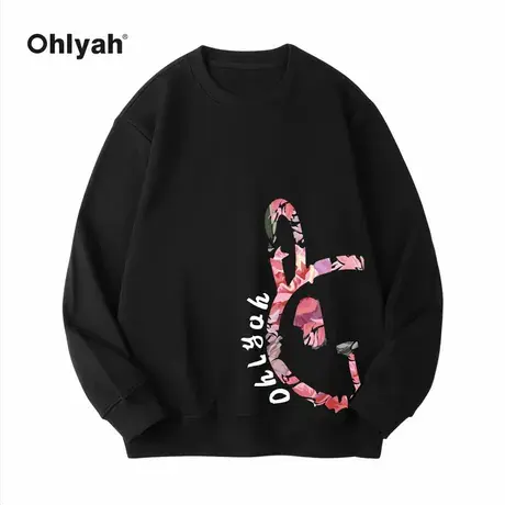 Ohlyah兔子卫衣男女2023新款vintage圆领oversize情侣装外套潮ins商品大图