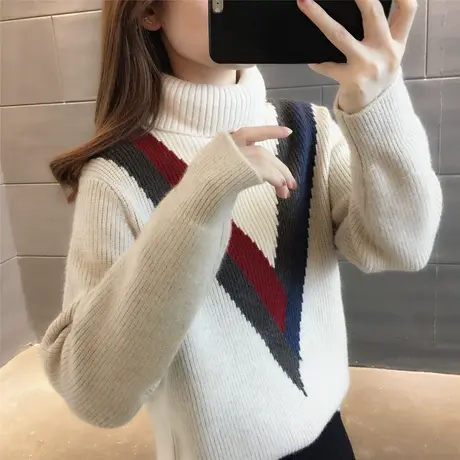 高领毛衣针织打底上衣内搭2023冬季新款长袖设计感洋气女士小个子商品大图