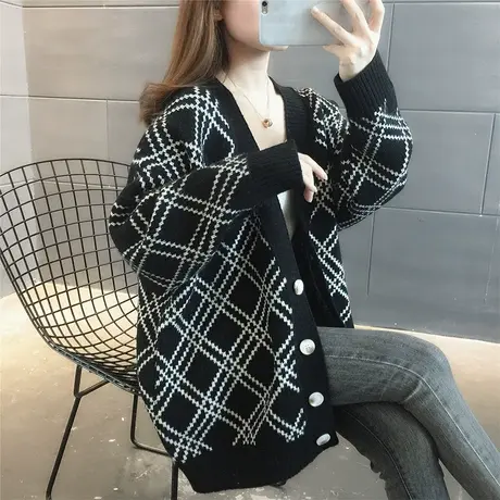 中长款毛衣外套女秋款女装2023年新款春秋针织开衫宽松慵懒风外搭商品大图