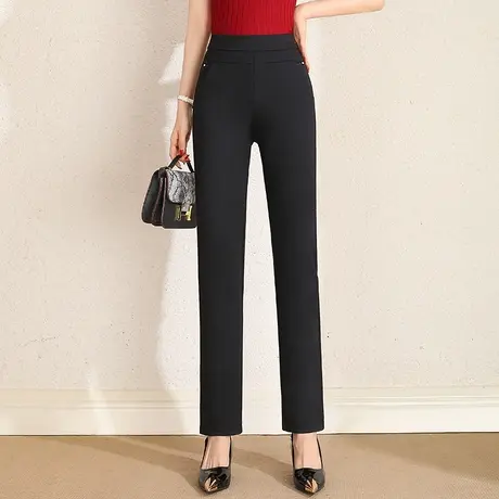 裤子女春季2023新款高腰窄版修身直筒裤弹力通勤西装裤休闲裤长裤商品大图