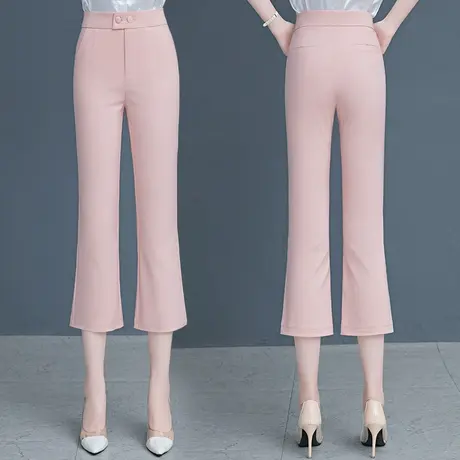 冰丝时尚微喇裤女2023夏季高腰休闲爆款八分裤大码薄款休闲喇叭裤图片