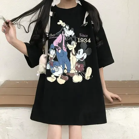 超火cec短袖t恤女宽松网红ins洋气bf慵懒风百搭学生蹦迪上衣服潮图片