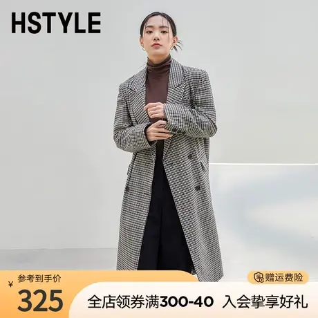 韩都衣舍秋冬新款女装时尚格子宽松显瘦中长款西装PV9894图片