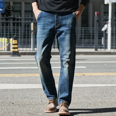 大牛传说秋冬季赤耳丹宁牛仔裤男士宽松直筒休闲大码复古怀旧长裤图片