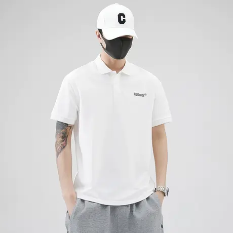 夏季后背面印花衬衫领短袖Polo衫男士夏天翻领半袖t恤男款上衣服商品大图