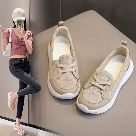 春夏浅口平底休闲布鞋女2023新款一脚蹬懒人鞋大码42老北京布鞋女商品大图