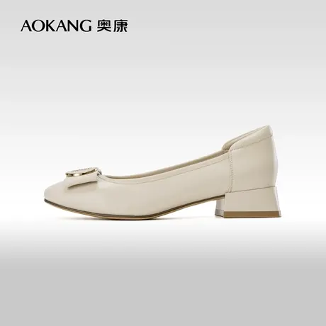 奥康女鞋 2023春秋季新款百搭女士单鞋方跟圆头妈妈鞋舒适耐穿商品大图