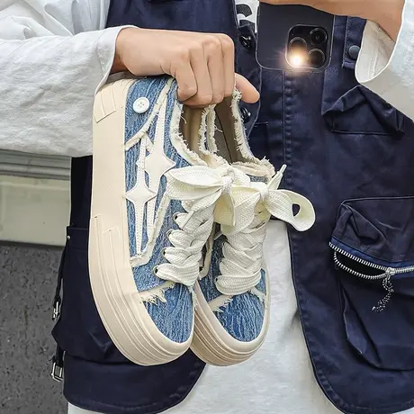帆布鞋男夏季透气小众设计感潮牌休闲板鞋运动百搭青少年春秋潮鞋商品大图