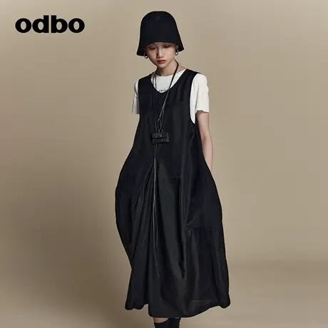 odbo/欧迪比欧原创设计高腰无袖连衣裤女夏季2023年新款阔腿裙裤商品大图