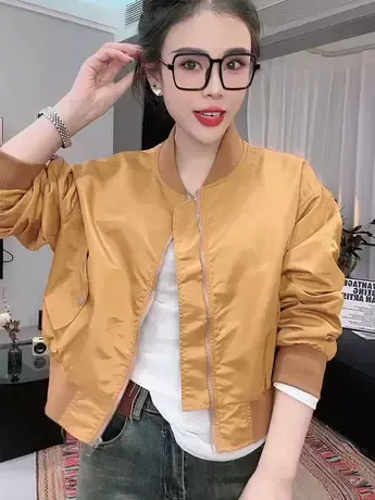 2023美式立领棒球飞行服韩系短外套女秋季新款百搭时尚夹克上衣潮商品大图