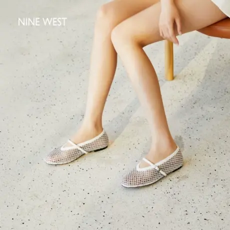 Nine West/玖熙平底玛丽珍鞋女2025夏季新款镂空透气水钻软底单鞋图片