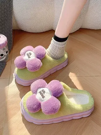 棉拖鞋女秋冬季室内家居2023新款厚底防滑毛绒保暖踩屎感月子鞋女图片