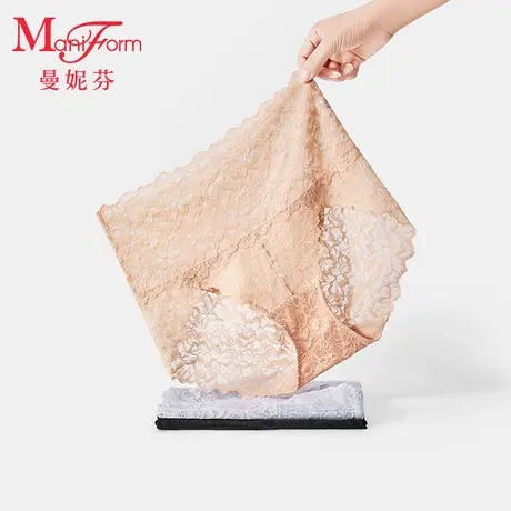 曼妮芬高腰三角裤性感蕾丝收腹包臀女内裤纯棉底裆底裤商品大图