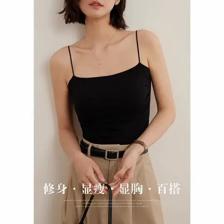 弥古黑色吊带背心女士西装内搭夏季外穿薄款针织打底抹胸短款上衣图片