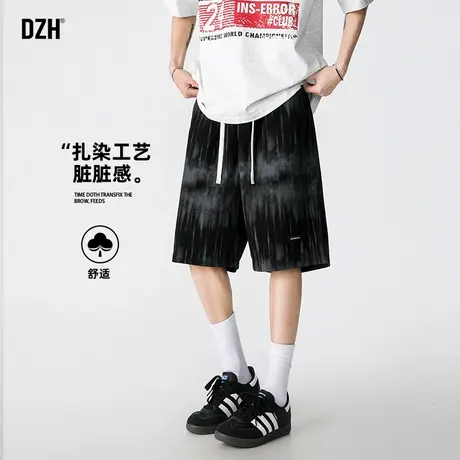 男士扎染五分裤男夏季休闲短裤外穿2025新款运动裤子男款美式半裤商品大图