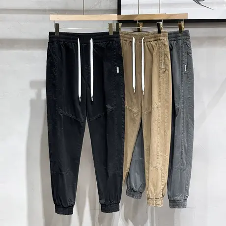 美式工装九分裤男束脚裤潮牌纯棉户外越野长裤子男士休闲裤夏季商品大图