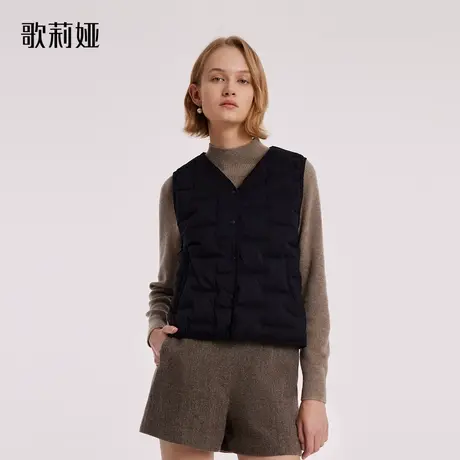歌莉娅冬季2023新款羽绒马甲女鹅绒背心短款黑色外套1BCL8A490商品大图